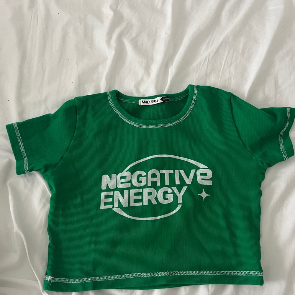 Green Crop Top with Bold Graphic Design